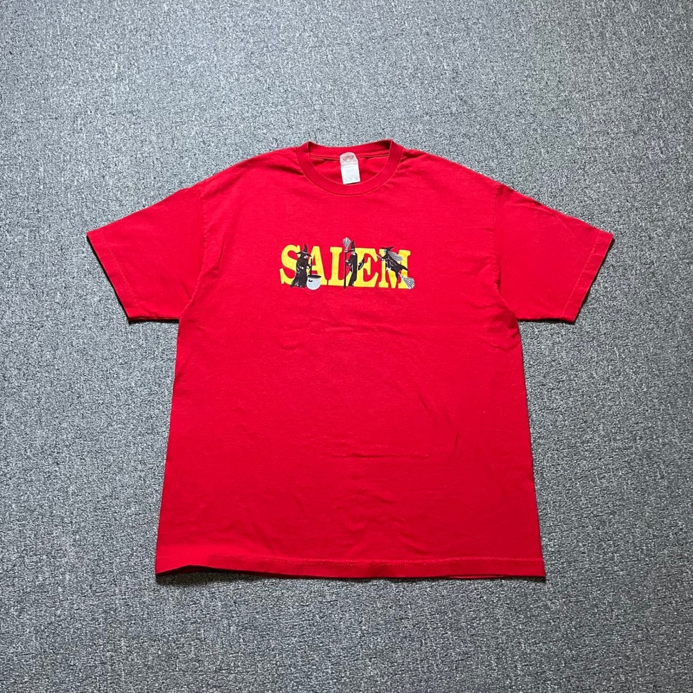 Vintage Alstyle Salem Witches Graphic T-Shirt XL Red Massachusetts Halloween